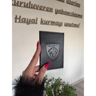 Peugeot Deri Dikişli Araç Ruhsat Kılıfı Kabı Oto Ruhsatlık Araba Ruhsat