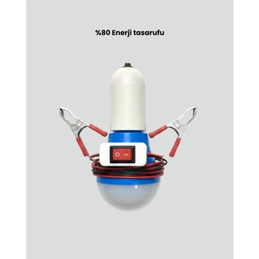 isiltikidsmoda Timsah Kıskaçlı 12V LED Ampul Kamp ve Acil Durum Lambası -