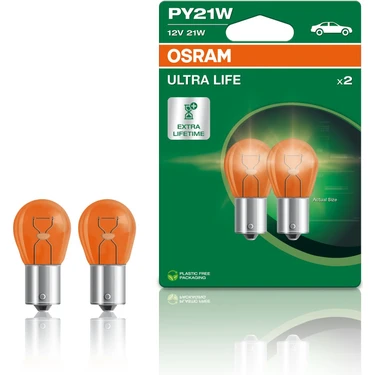 Osram 12V PY21W Ultra Life Uzun Ömürlü Sinyal Ampulü Yakın Tırnak (1 Tk.- 2
