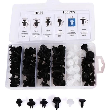 6 Boyutu 100 Adet Oto Fastener Klip Tampon Kapı Pervazı Tutucu Raptiye
