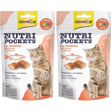 VENTO STORE Gimcat Nutripockets Somon Kedi Ödülü Omega 3&6 60 gr 2'li Paket Protein
