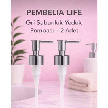 Kitchen Pembelia 2 Adet Gri Yedek Sıvı Sabunluk Yedek Pompası Fiskiye Silver Renk Sıvı Sabun