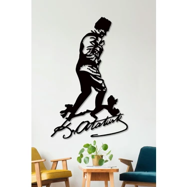 Gowpenart Dizayn Atatürk Kocatepe'de Imzalı Dekoratif Siyah Metal Duvar Tablosu 1,5 mm