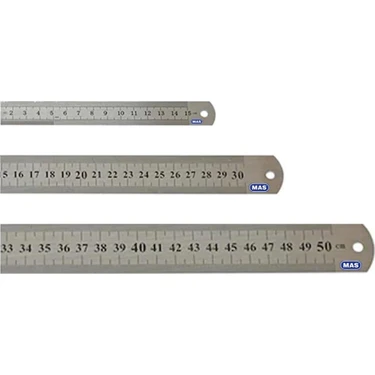 Mas Çelik Cetvel 15 cm + 30 cm + 50 cm 3'lü
