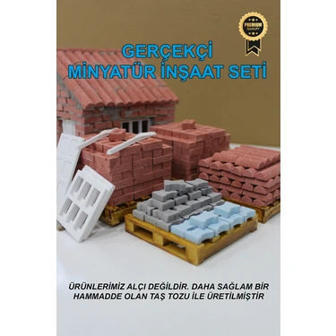 Black-One Gerçekçi Minyatür Inşaat Seti 1/16 Ölçek -Tuğla, Kiremit, Çatı, Parke, Kilitli Taş,