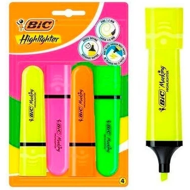 Bic Marking Flat Yüksekletici Kalem Seti Canlı Renkler 4'lü Blister Paket 13 x 18