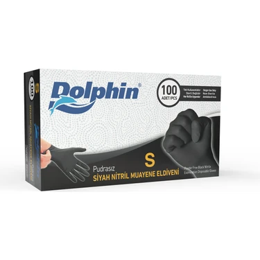 Dolphin Çok Amaçlı Siyah Nitril Eldiven S Beden - 100'lü Paket, Gıdaya Uygun ve