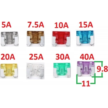 CME Japon Araçlar Için Mini Bıçak Sigorta Alçak Profil / Yassı  50 Adet 5A 7.5A 10A 15A 20A 25A