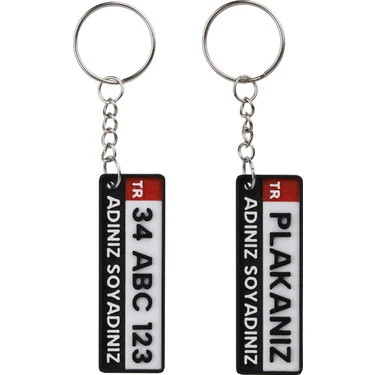 Kişiye Özel Plaka Anahtarlık Çiftli Set (2 Adet) - Isimli ve Plakalı Araç