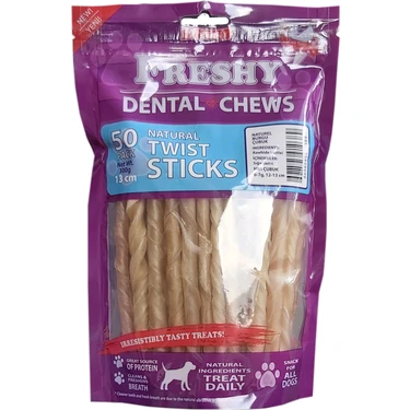 Freshy Dental Twists - Naturel Burgu Çubuk - 50'li Maxi