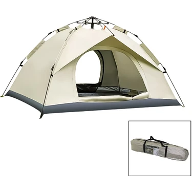 Hobilinka Krem - Çift Astarlı Otomatik Kamp Çadır 200X200X135CM AC-6635
