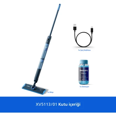 Philips 5000 Serisi OneUp Elektrikli Mop, 360° başlık ile zahmetsiz kullanım,
