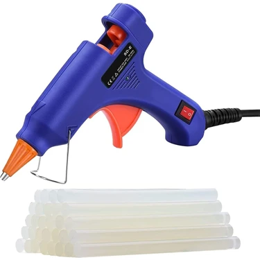 YDGR 20W Anahtarlı Ergonomik Silikon Tabancası - 7 mm Şeffaf Mum Çubukları ile 10 Adet Hediye