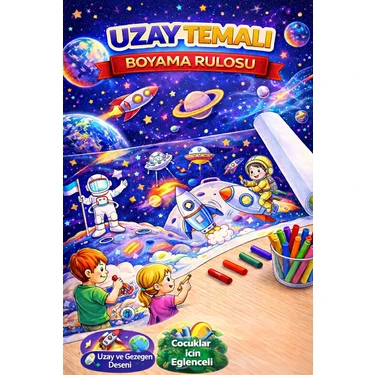 Haydi Dekor 🌌 Uzayı Keşfediyorum – 5 Metre Dev Uzay Temalı Boyama Rulosu | 🚀 Çocuklar İçin
