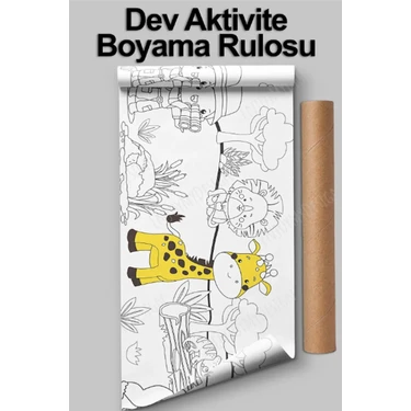 Melolisa Safari Temalı 2,5 Metre Dev Boyama Rulosu - Çocuklar İçin Boyama