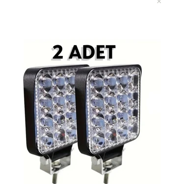 2 Adet Araba Kamyonet Traktör 8.5x8.5 cm 16 Ledli Çalışma Lambası 12 Volt Güçlü ve Yüksek