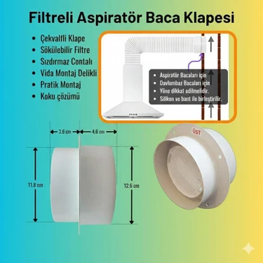 Arslan  Aspiratör Davlumbaz Baca Klapesi Koku Önleyici