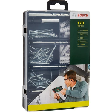 Bosch 2607019511 173 Parça Dübel, Vida, Matkap Uçlu Sabitleme Aksesuar