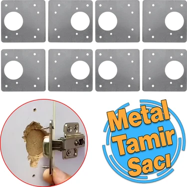 Badem10 Dolap Kapak Taş Menteşe Tamir Sacı Nobel Pratik Onarım Kiti Yuva Saçı Tablası 8x8.5 cm 8