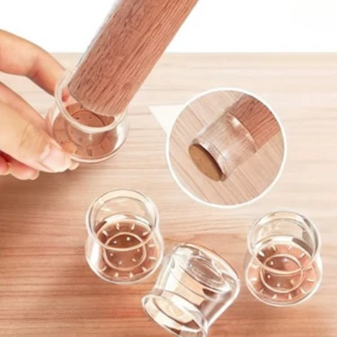 Cocoloco Home 4’lü Keçeli Şeffaf Silikon Sandalye Ayak Koruyucu Seti Sessiz, Çizmez, Kaymaz Mobilya