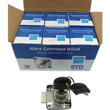 Std Çekmece Kilidi Kare Krom Kaplama 1 Paket 12