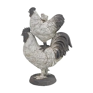 Uravas Store Deco 79 Çiftlik Evi Polystone Horoz Heykel, 8" x 5" x 12",