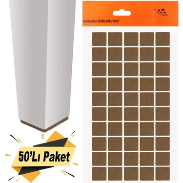 Badem10 Yapışkanlı Mobilya Masa Sandalye Parke Zemin Ayak Koruyucu Kaydırmaz Keçesi 20x20 Mm (50'Lİ