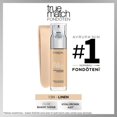 L'Oréal Paris True Match Bakım Yapan Fondöten - 1.5N Nötr Alt Ton