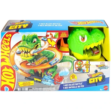 Hot Wheels T-Rex ve İtfaiye İstasyonu Oyun Seti JBM73 Çocuklar İçin Eğlenceli Oyun