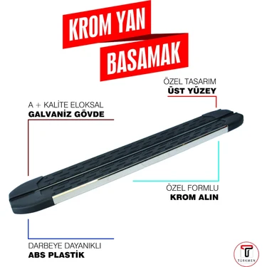 Türkmen Peugeot 3008 2 Krom Yan Basamak 183 cm