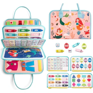 Robo Kids Montessori Keçe Eğitim Çantası Busy Board- Pembe Prenses 8