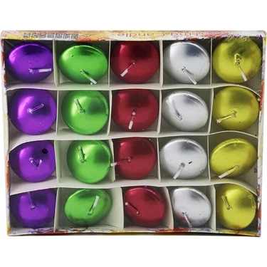 20PCS Suda Yüzen Mum Beyaz - Renkli