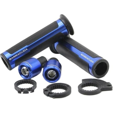 Motobros Barracuda Elcik ve Gidon Topuzu Takım Seti Mavi NK250