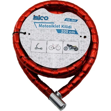 Akıllı Durak Kırmızı Motor Bisiklet Kilidi 22 mm x 200