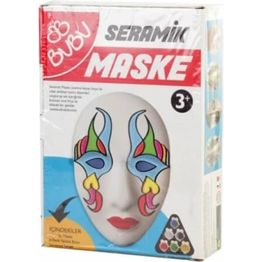 Kumtoys Seramik Maske El Emeği ile Üretilmiş 190x125 mm Boyama Seti 6 Renk Akrilik