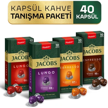 Jacobs 40 Adet Nespresso Uyumlu Kapsül Kahve Tanışma Seti Premium Tat Deneyimi