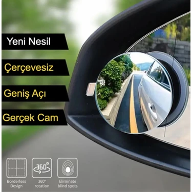 GD24 Kör Nokta Aynası 5cm Yuvarlak Çerçevesiz Gerçek Cam 360 Derece