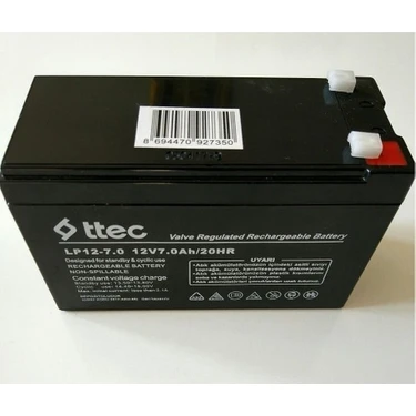 Ttec 12V 7AH Akü 12 Volt 7 Amper Kuru Akü  Ups Aküsü Kesintisiz Güç Kaynağı Aküsü 12V 7AH