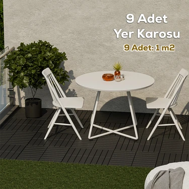 Porsima 1066 Bahçe Balkon Teras Zemin Paspası Banyo Paspası 9'lu Dış Mekan Yer Karosu