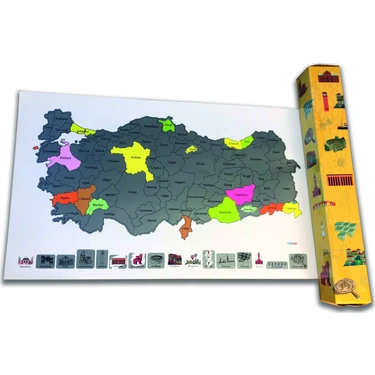 Mapofx Kazınabilir Türkiye Haritası 50 x 30 cm Renkli Tasarım Kutulu Seyahat