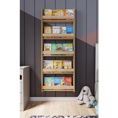 Zeo Wood Design Montessori 5 Raflı Mdf Çocuk Kitaplığı 154*60 -