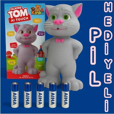 Kinku Konuşan Kedi Tom 23 cm Müzikli Ses Kaydeden Hediyeli Pil ile Eğlenceli