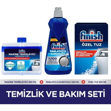 Finish Temizlik ve Bakım Seti (Parlatıcı 400 ml + Makine Temizleyici Sıvı 250 ml + Tuz 550