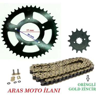 Super Moto Aras Moto Cf Moto Sr 250 Nk 250 Zincir Dişli Seti Oringli Gold Zincir-