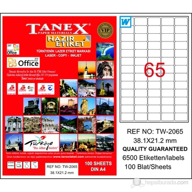 Tanex TW-2065 38,1x21,2 mm Laser Etiket 100