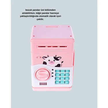 isiltikidsmoda Atm Tasarımlı Pembe Işıklı Sesli Çocuk Kumbarası -