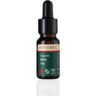 Bioterra Organik Hint Yağı 10 ml Soğuk Pres Saf Vegan Cosmos Sertifikalı Doğal Cilt ve Saç