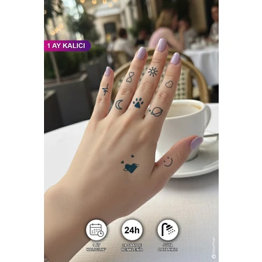 BP Tattoo 1 Ay Kalıcı Karışık Figürlü Minimal Dövme El Parmak Bilek Geçici