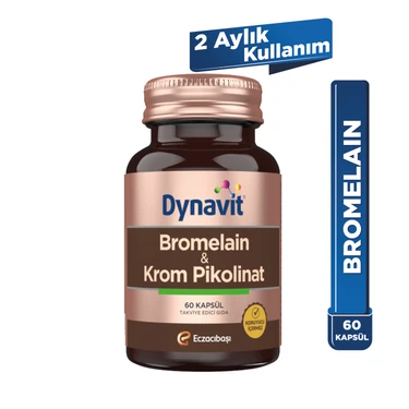 Dynavit Bromelain (Ananas Ekstresi)&Krom Pikolinat 60 Bitkisel Kapsül - Bromelain, Krom