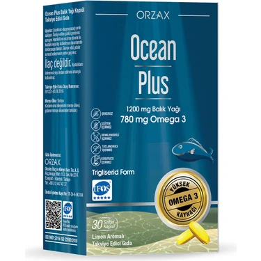 Orzax Ocean Plus Omega 3 Balık Yağı Limon 30 Softjel